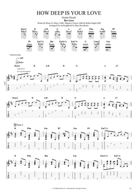 Tablature How Deep Is Your Love De Bee Gees Guitar Pro Guitare Et