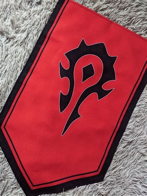 Horde Banner Orgrimmar Flag Wow Wall Decor Gift For Gamer Game Room