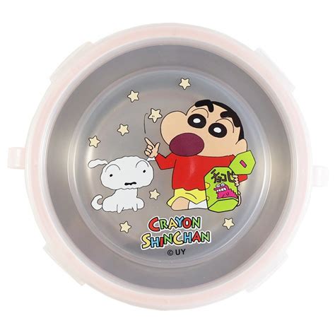 Crayon Shinchan Bowl With Stainless Steel Inner And Lid 450ml Pink