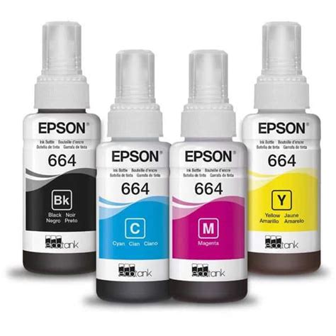 Kit Garrafa De Tinta Epson T Para Ecotank Preto Ciano Magent