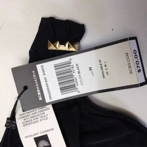 BCBGMaxAzria Swim Bcbg Black Bikini Set Bandeau Gold Stud Padded Poshmark