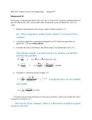 Hw Solutions Docx Mse Polymer Science And Engineering Spring