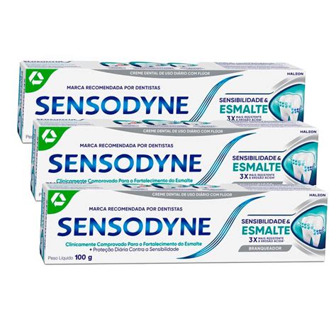 Sensodyne Sensibilidade E Esmalte - Kit 3 Creme Dental Sensodyne Sensibilidade & Esmalte Branqueador 100g ...