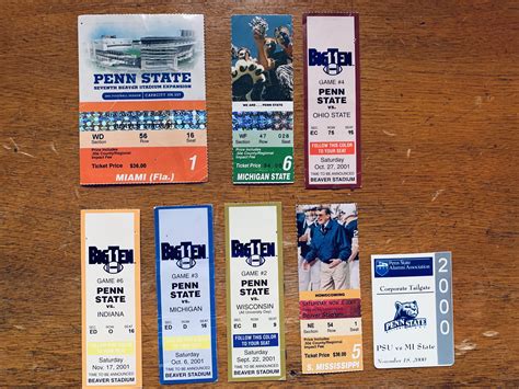 Penn State Football Stubs 2000 & 2001