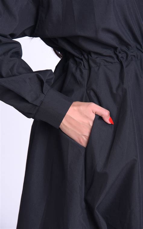 Extravagant Loose Shirt Dress Black Naked Shoulder Etsy