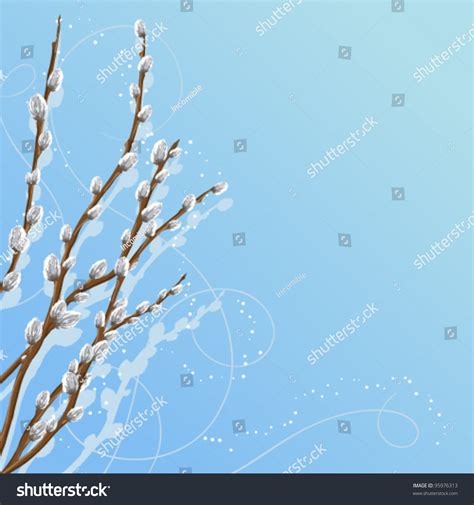 Pastel Background Pussy Willow Stock Vector Royalty Free Shutterstock