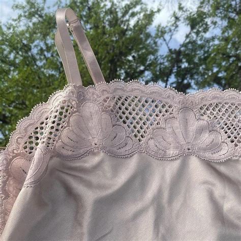 Delicate Nude Satin Slip Top Small To Medium Depop
