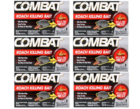 Combat Roach Killing Bait Stations For Small And Large Roaches 6 Count 6 Pack