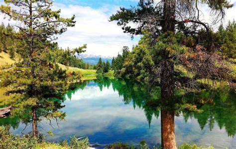 Nature Landscape Lake Trees Grass Clouds Water Reflection Mountain