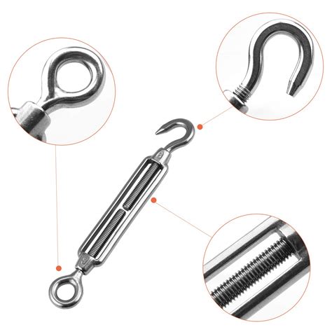 Hseamall Pcs M Turnbuckle Hook And Eye Stainless Steel