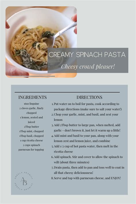 Creamy Spinach Pasta - TGN Family Favorite Recipes — This Gathered Nest