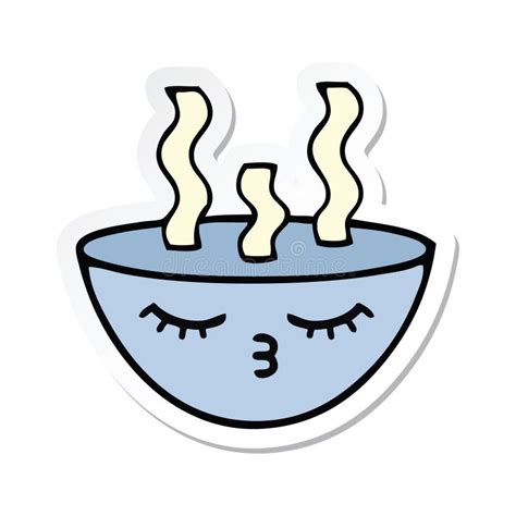 Sticker Of A Cute Cartoon Bowl Of Hot Soup Stock Vector Illustration Of Drawing Stick