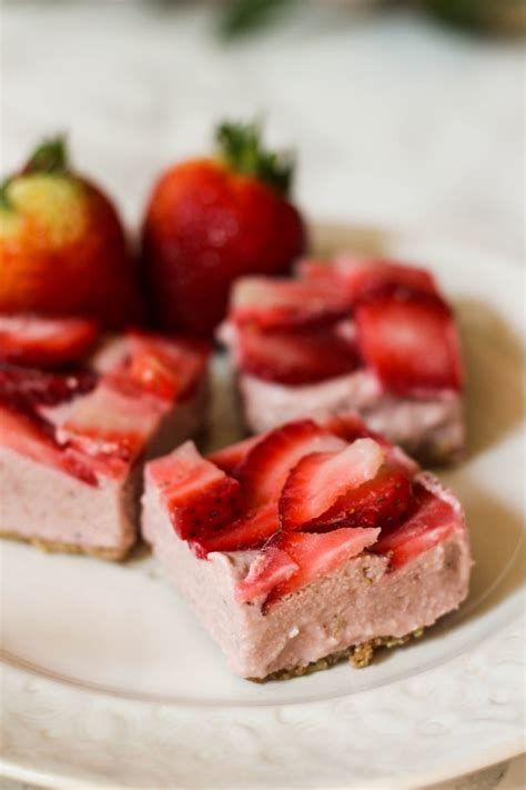 Strawberry No Bake Cheesecake Bars Paleo Vegan What Great Grandma Ate