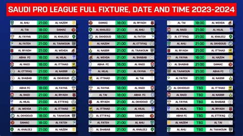 SAUDI PRO LEAGUE 2023 2024 FULL SCHEDULE FIXTURES SAUDI PRO LEAGUE