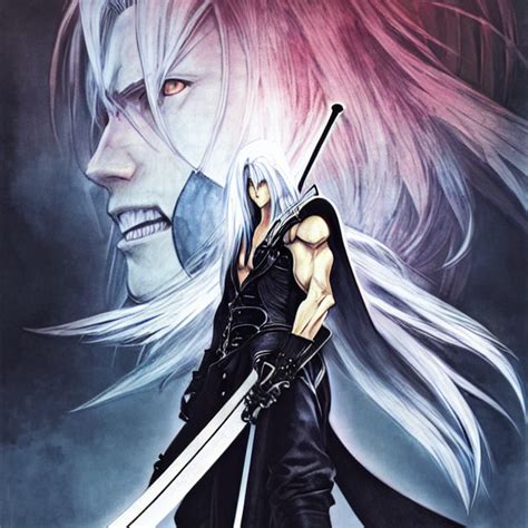 KREA AI Sephiroth Illustrated By Akihiko Yoshida Concept