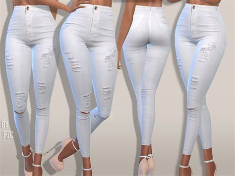 Pinkzombiecupcakes Pzc High Waisted White Summer Jeans Sims 4 Clothing Sims 4 Mods Clothes