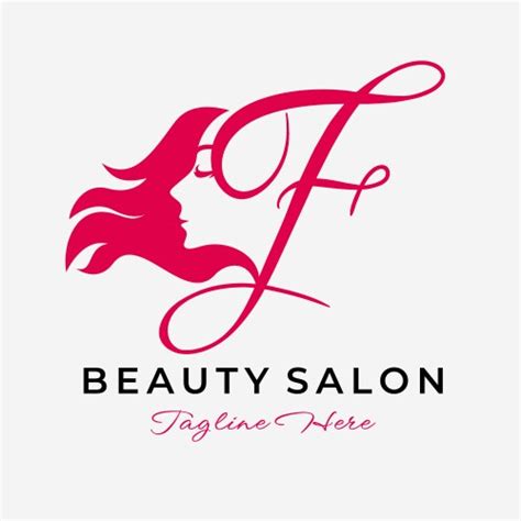 Letter F Beauty Women Face Logo Design Royalty Free Vector