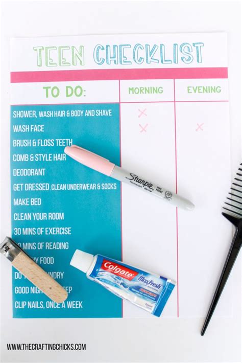 Teen Hygiene Checklist The Crafting Chicks