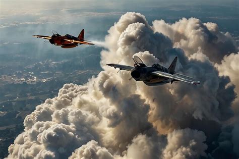 Premium Photo Aerial Dogfight Fighter Jets In Combat