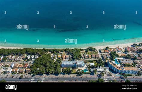 Aerial View Alcudia Turquoise Water On Alcudia Beach Platja D