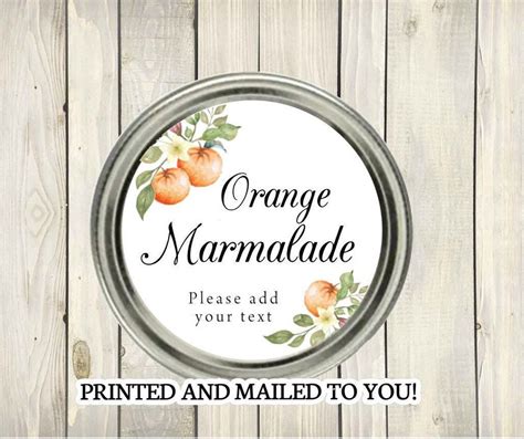 Orange Marmalade Lables, Jam Labels, Personalized Jam, Canning Labels, Mason Jars Lables, Jar ...