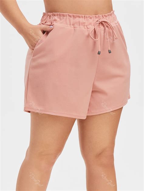 [47 Off] Plus Size High Waist Drawstring Shorts Rosegal