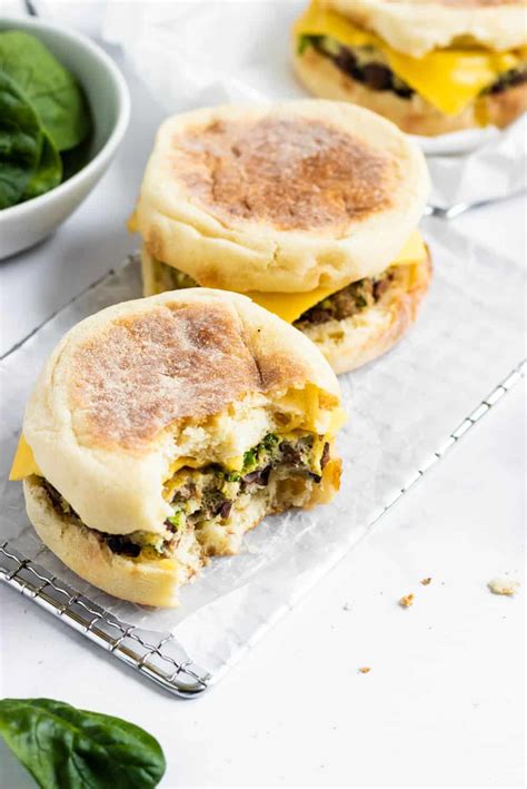 Sausage And Egg Mcmuffin With Spinach And Black Beans {freezer Friendly} Lemons Zest