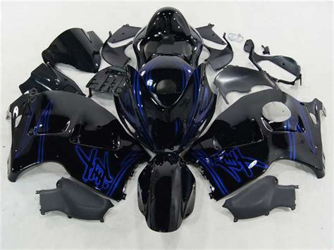 Suzuki Gsxr Hayabusa Blue Airbrush On Black Fairings