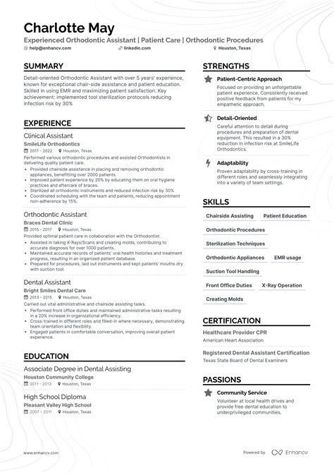 5 Orthodontic Dental Assistant Resume Examples And Guide For 2024