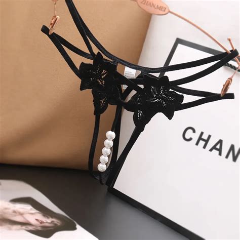 Poblador Women S Panties Sexy Lingerie Pearl Thongs Crotch Opening G Strings Temptation Women