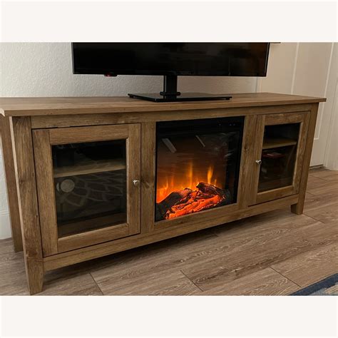 Modern Media Console with Electric Fireplace - AptDeco