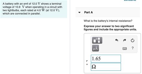 Solved A Battery With An Emf Of 12 0 V Shows A Terminal Chegg
