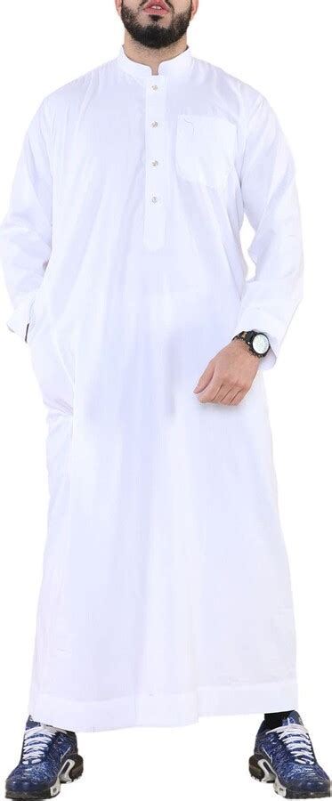 Mens Thobe Jubba Nehru Stand Collar Islamic Clothing