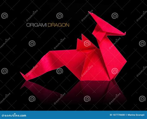 Origami red paper dragon stock photo. Image of paper - 107770608