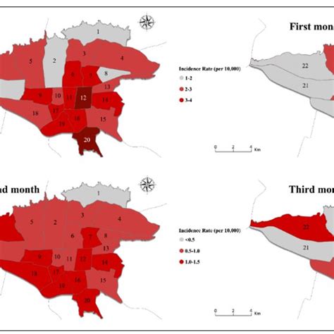 Distribution of the population in 22 districts of Tehran based on the ...