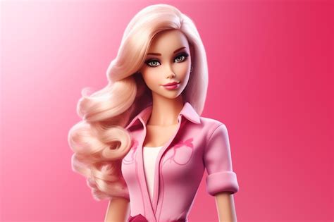 Poupée Barbie Jolie Fille Blonde Tenue Veste Rose Fond D écran Design Photo Premium