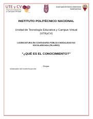 Qu Es El Conocimiento Seminario De Investigacion Docx Portada