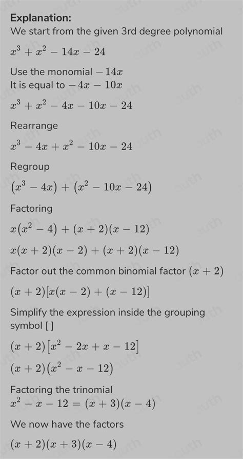 Solved Factorise X 3 X 2 14x 24 By Using Factor Theorem [algebra]