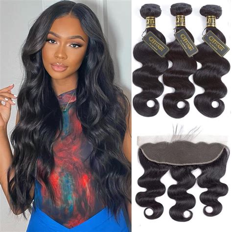 Amazon QTHAIR 16A Brazilian Body Wave Hair Bundles With HD Lace