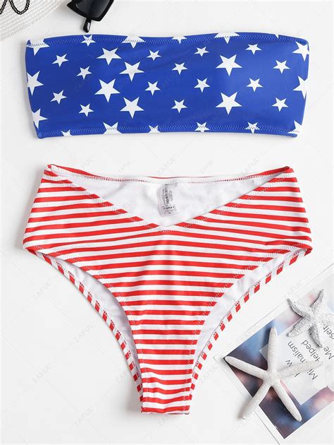 56 OFF 2019 Strappy American Flag High Waisted Bikini Swimsuit In