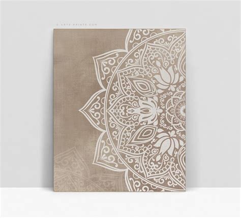 Beige Taupe Mandala Prints Set Of 2 Boho Wall Art Living Room Bedroom