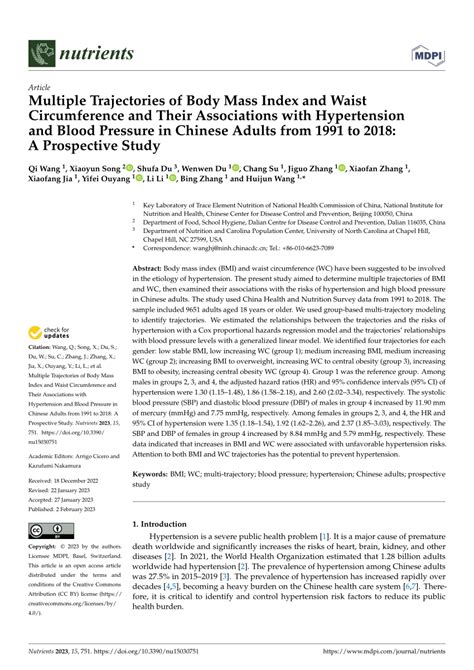 Pdf Multiple Trajectories Of Body Mass Index And Waist Circumference