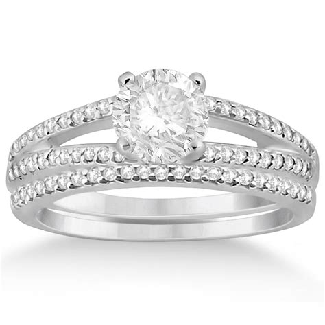 Split Shank Pave Set Diamond Engagement Ring & Wedding Band Palladium ...