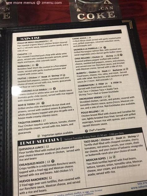 Online Menu Of Sabor Cocina Latina Bar Restaurant Fresno California Zmenu