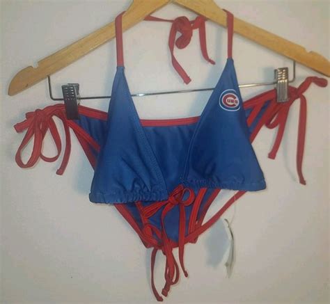 Nwt Chicago Cubs Women Sz Medium String Bikini Swim Blue Red Two Piece New Ebay
