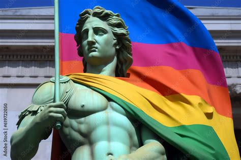 Alexander The Great Sculpture Statue With A Gay Pride Flag Who Was The Son Of Phillip Ii The