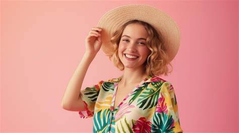 Premium Photo A Happy Gen Z Model In A Summer Dress With A Pastel