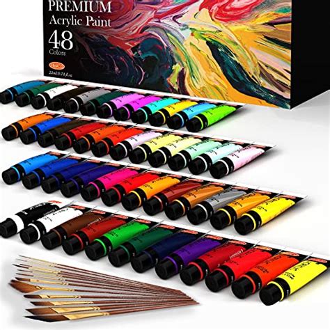 Acrylic Paint Set of Expert 48Colors （0.74fl oz) 22ml Tubes with 12 ...