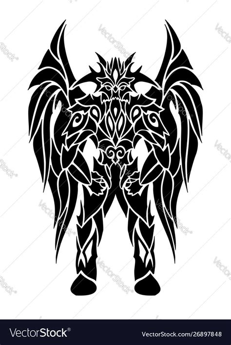 Black Tattoo Art With Cartoon Winged Demon Vector Image