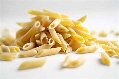 Premium Ai Image Raw Penne Pasta Isolated On White Background Ai